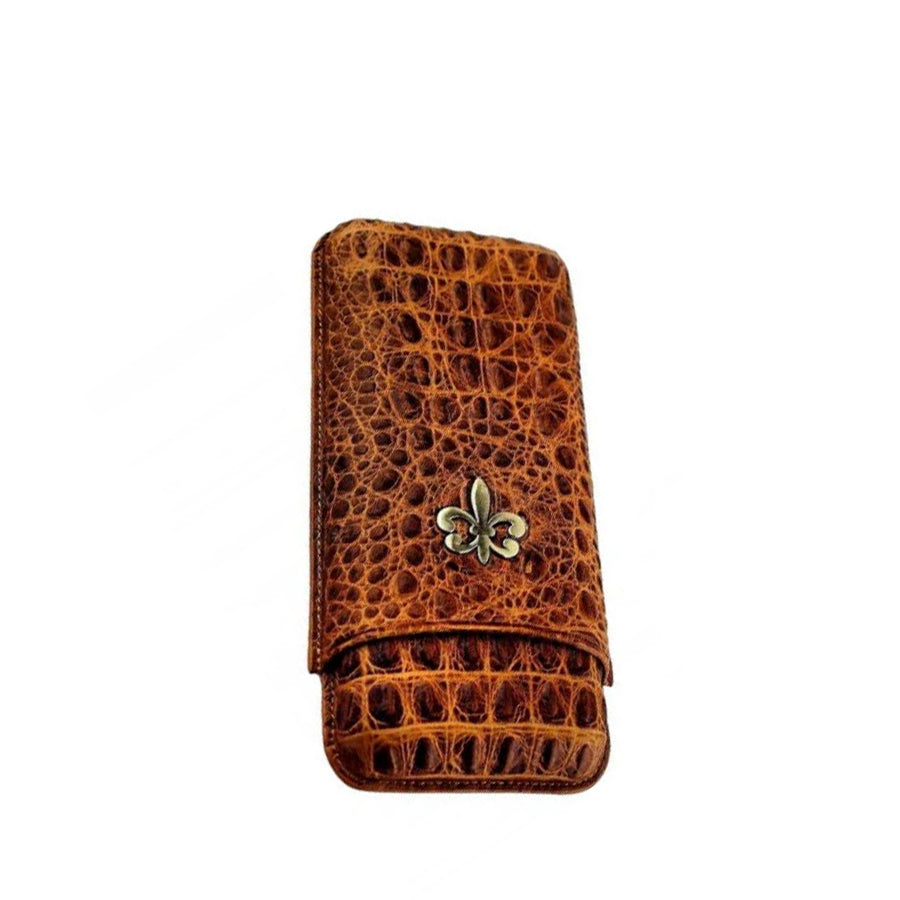 HABANOS ACCESSORIES Bao da đựng Xì Gà bằng da bò - Cigar Case FLOR DE LIS 3 cigars