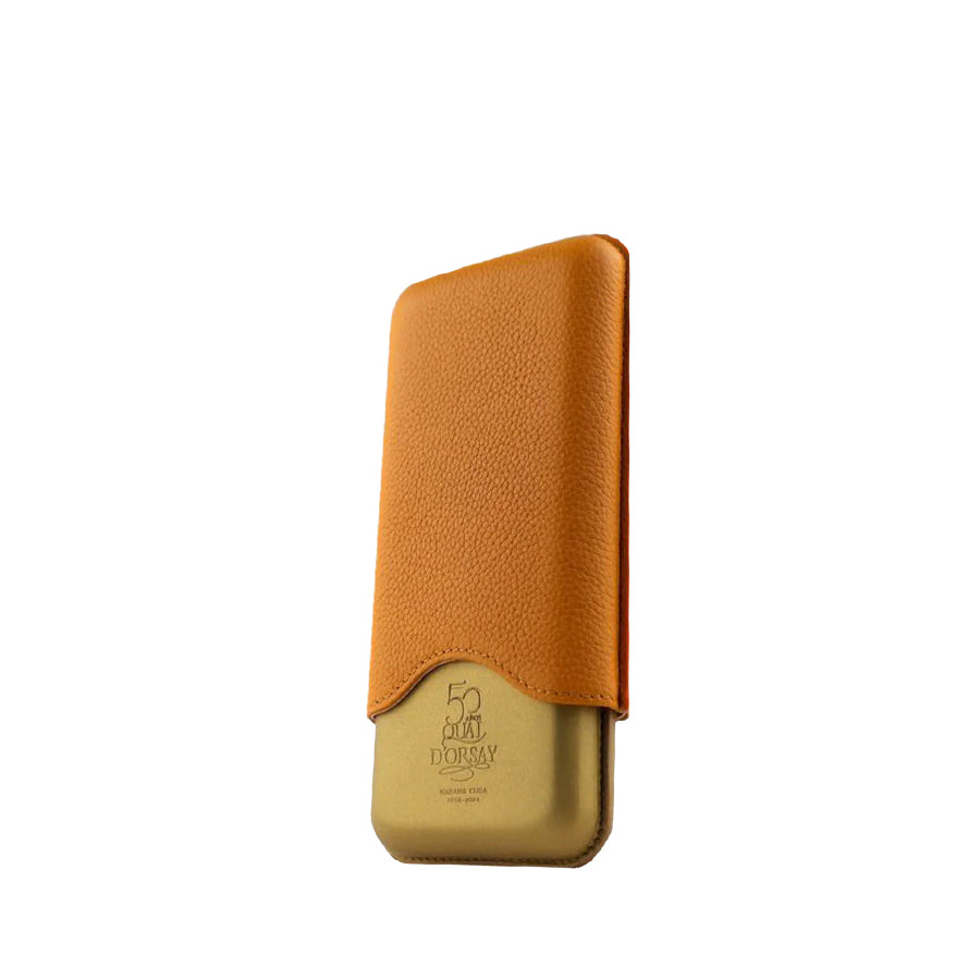 HABANOS ACCESSORIES Bao da đựng Xì Gà bằng da bò-Leather Cigar Case Quai D´Orsay 50 Aniversario 3 Puros