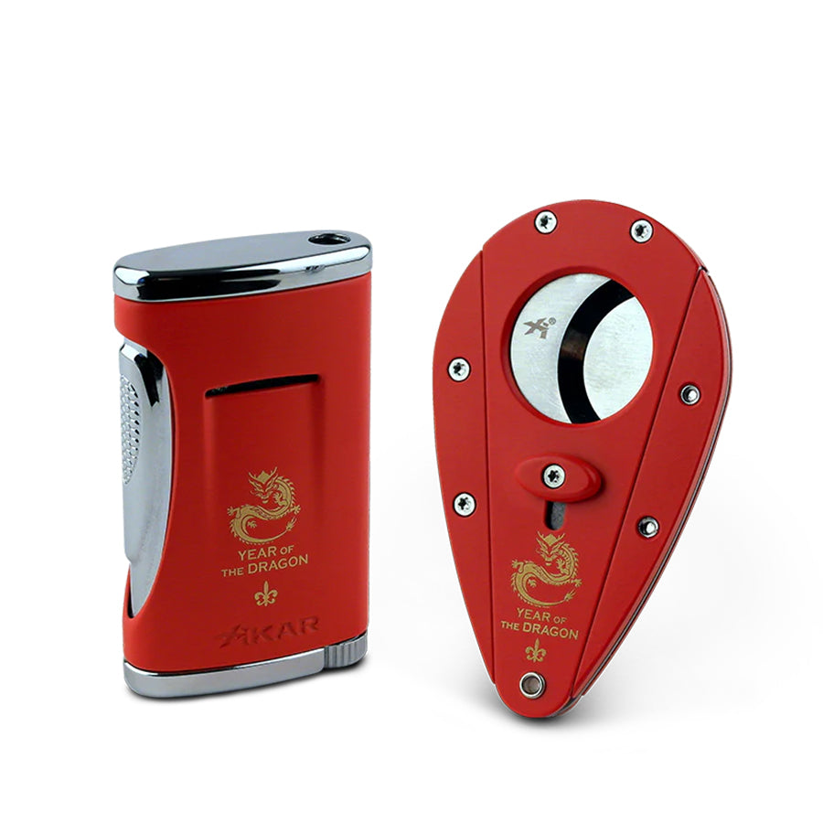 HABANOS ACCESSORIES MONTECRISTO SET Year of the Dragon Bật lửa bằng kim loại &amp; Dao cắt Xì gà