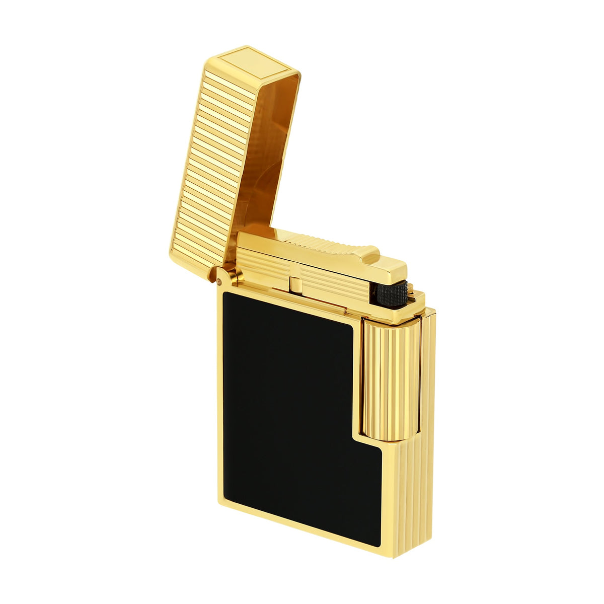 S.T. DUPONT ACCESSORIES Bật lửa ST.Dupont Ligne 1 Vertical Lines Black/ Yellow Gold - C14120