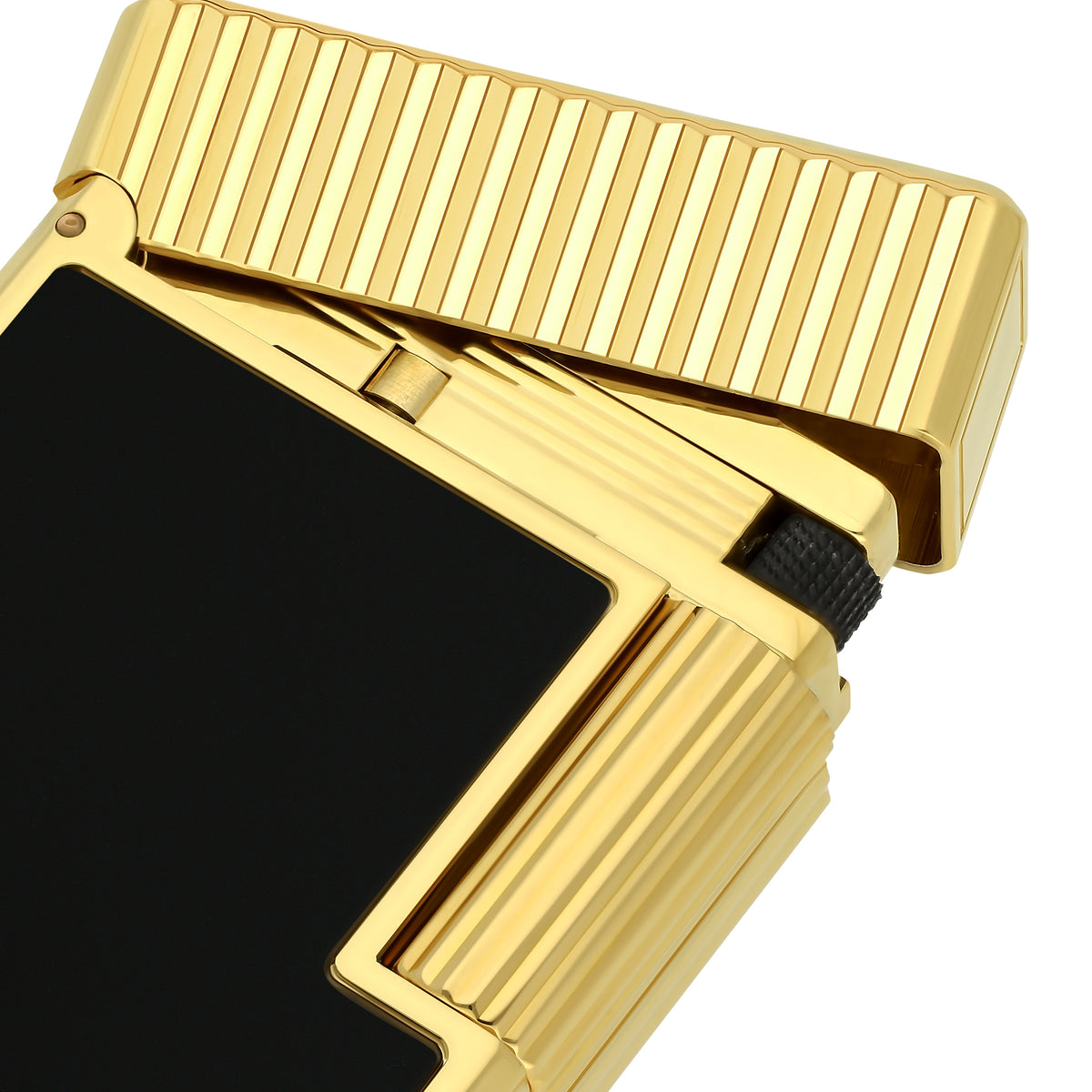 S.T. DUPONT ACCESSORIES Bật lửa ST.Dupont Ligne 1 Vertical Lines Black/ Yellow Gold - C14120
