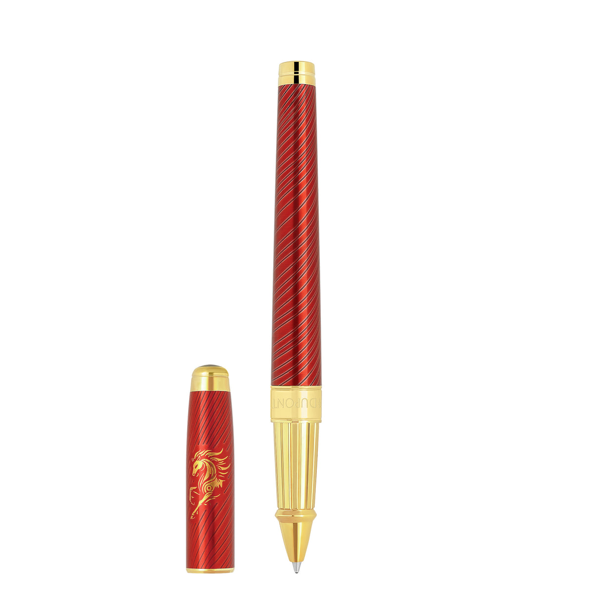 S.T. DUPONT ACCESSORIES Bút Bi Kim Loại ST.Dupont Line D Eternity Large Rollerball Pen CNY Horse RED/YG - 422080L