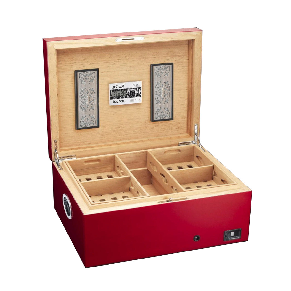 SIGLO ACCESSORIES SIGLO 200 FINGERPRINT HUMIDOR - RED