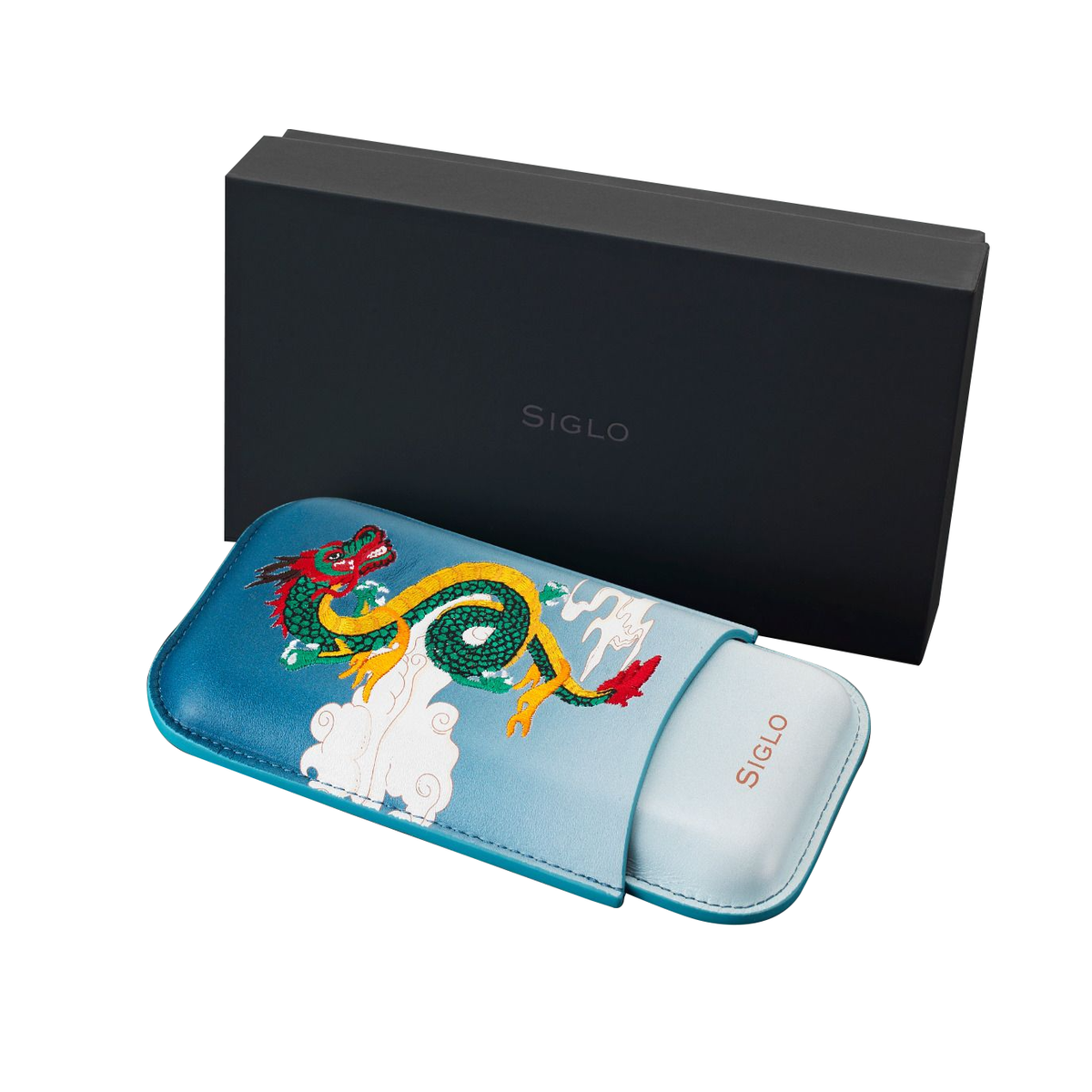 SIGLO ACCESSORIES [style_8010202009715] Bao da đựng Xì Gà in hình rồng - SIGLO YEAR OF THE DRAGON CIGAR CASE