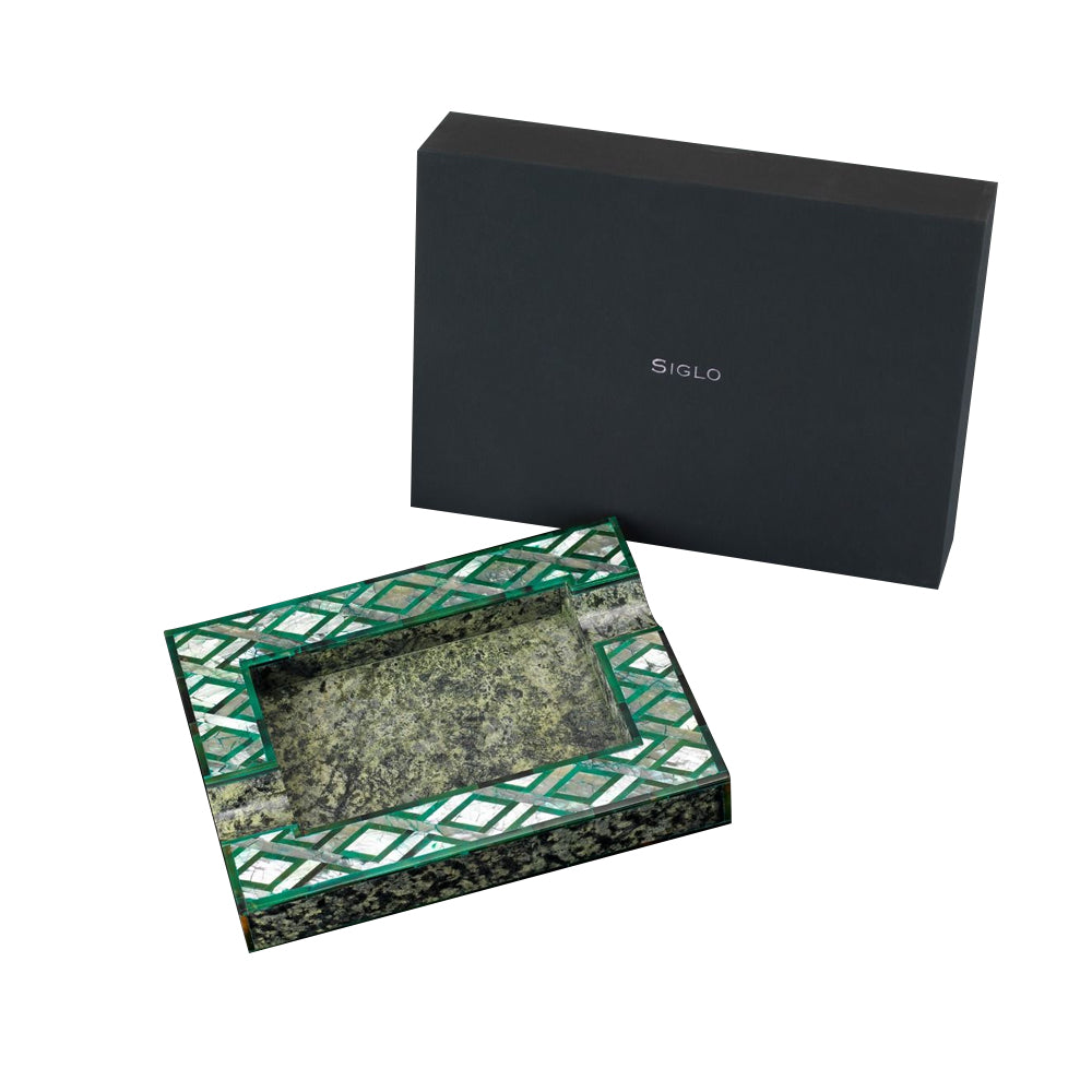 SIGLO ACCESSORIES [style_8010202009892] Gạt tàn thuốc Xì gà bằng xà cừ màu xanh - SIGLO MOP ASHTRAY - GREEN