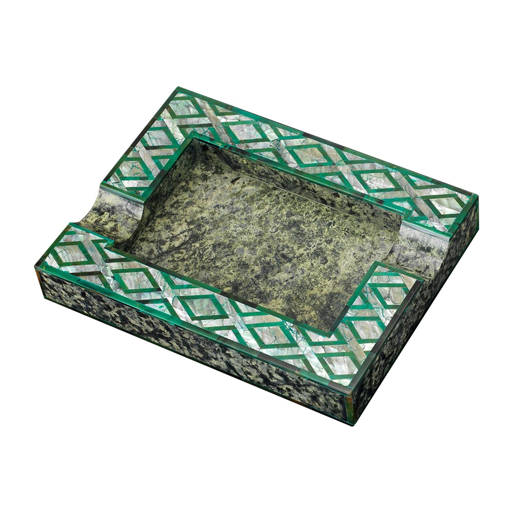 SIGLO ACCESSORIES [style_8010202009892] Gạt tàn thuốc Xì gà bằng xà cừ màu xanh - SIGLO MOP ASHTRAY - GREEN