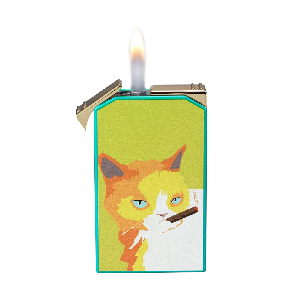 SIGLO ACCESSORIES [style_8010202009896] Bộ phụ kiện bật lửa &amp; dao cắt Xì Gà bằng kim loại - SIGLO CAT LIG &amp; CUT SET - YELLOW/GREEN