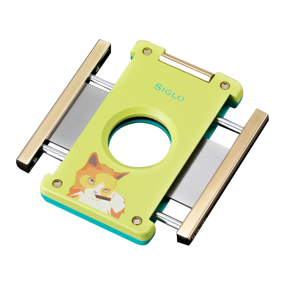 SIGLO ACCESSORIES [style_8010202009896] Bộ phụ kiện bật lửa &amp; dao cắt Xì Gà bằng kim loại - SIGLO CAT LIG &amp; CUT SET - YELLOW/GREEN
