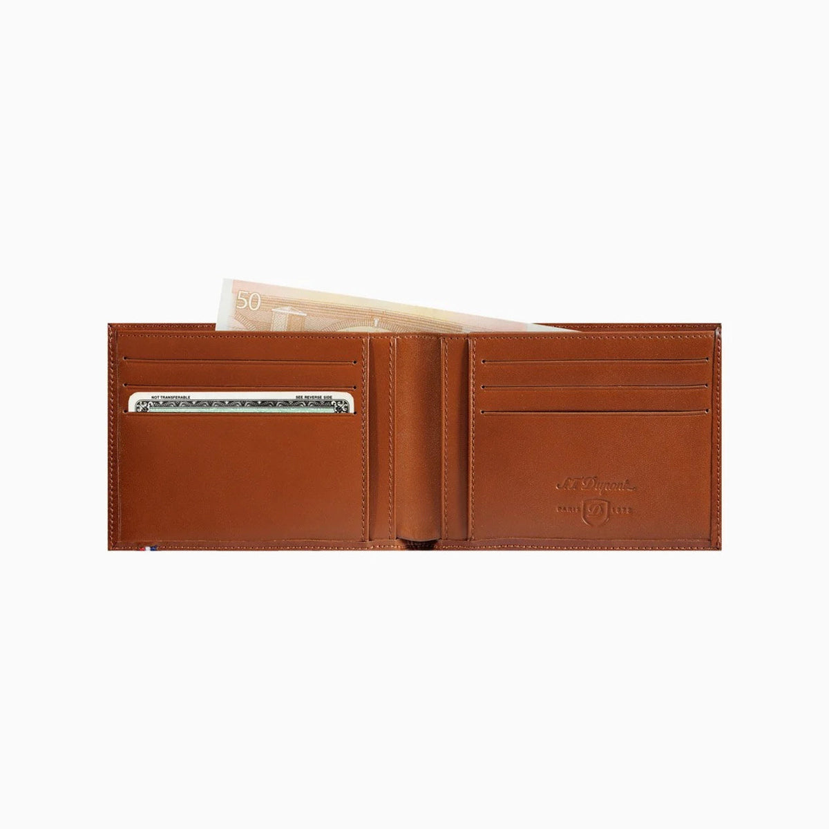 DUPONT ACCESSORIES LINE D BROWN SMOOTH LEATHER WALLET-6-CREDIT CARD SLOTS AND ID CARD SLOT NO. 180102