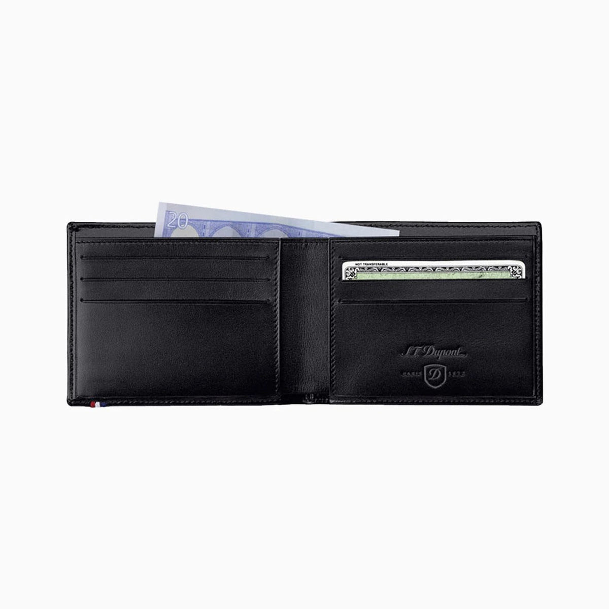 DUPONT ACCESSORIES LINE D BLACK SMOOTH LEATHER WALLET-6-CREDIT CARD SLOTS NO.180000