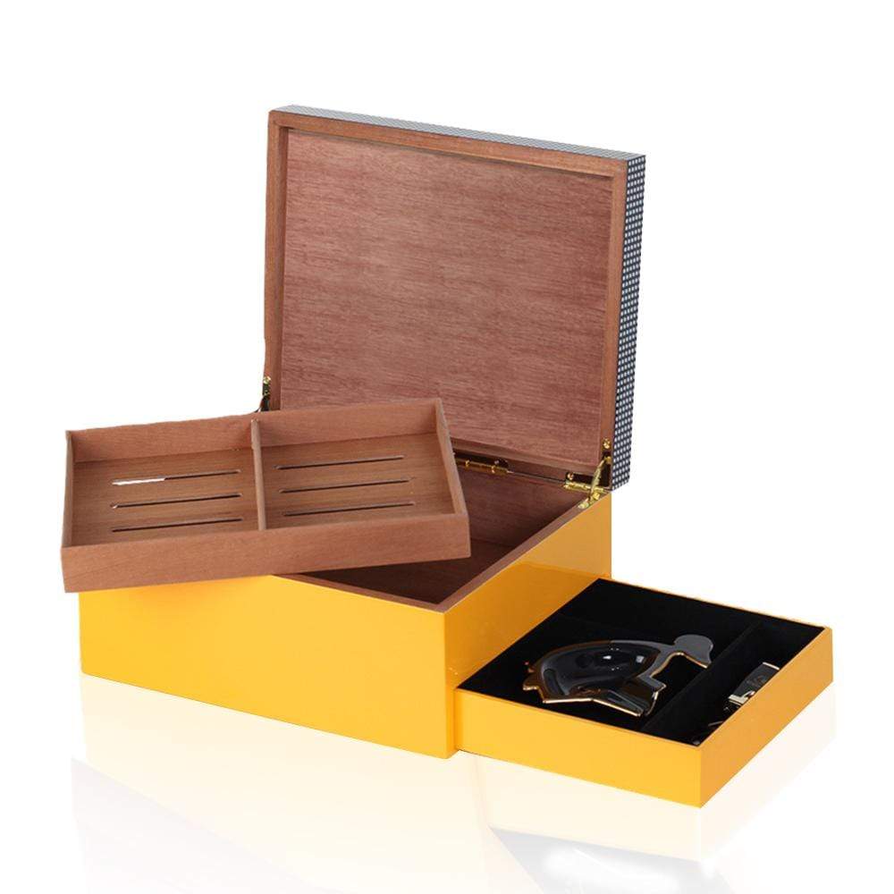 HABANOS ACCESSORIES Black / 38 x 31 x 18 cm COHIBA HUMIDOR BLACK &amp; YELLOW