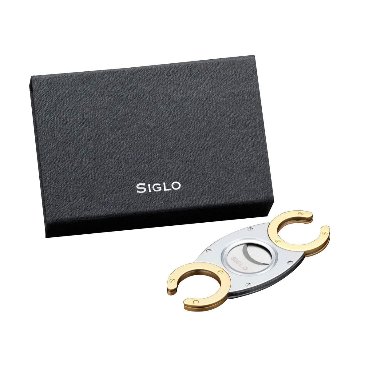 Habanos Specialist Vietnam ACCESSORIES Đồ cắt Xì Gà bằng thép không gỉ màu bạc và vàng. (CC Twin Blade Cutter silver w gold handle)