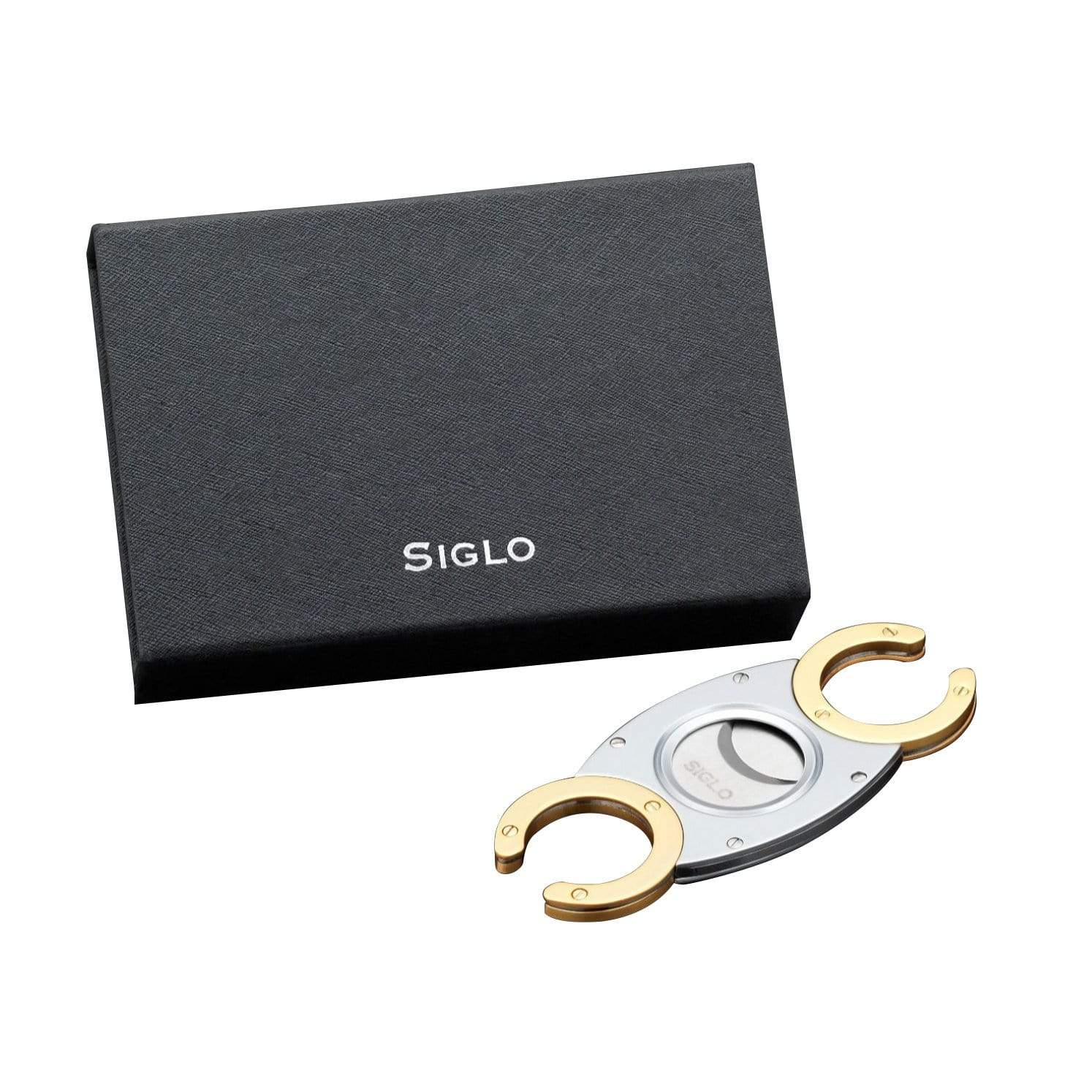 Habanos Specialist Vietnam ACCESSORIES Đồ cắt Xì Gà bằng thép không gỉ màu bạc và vàng. (CC Twin Blade Cutter silver w gold handle)