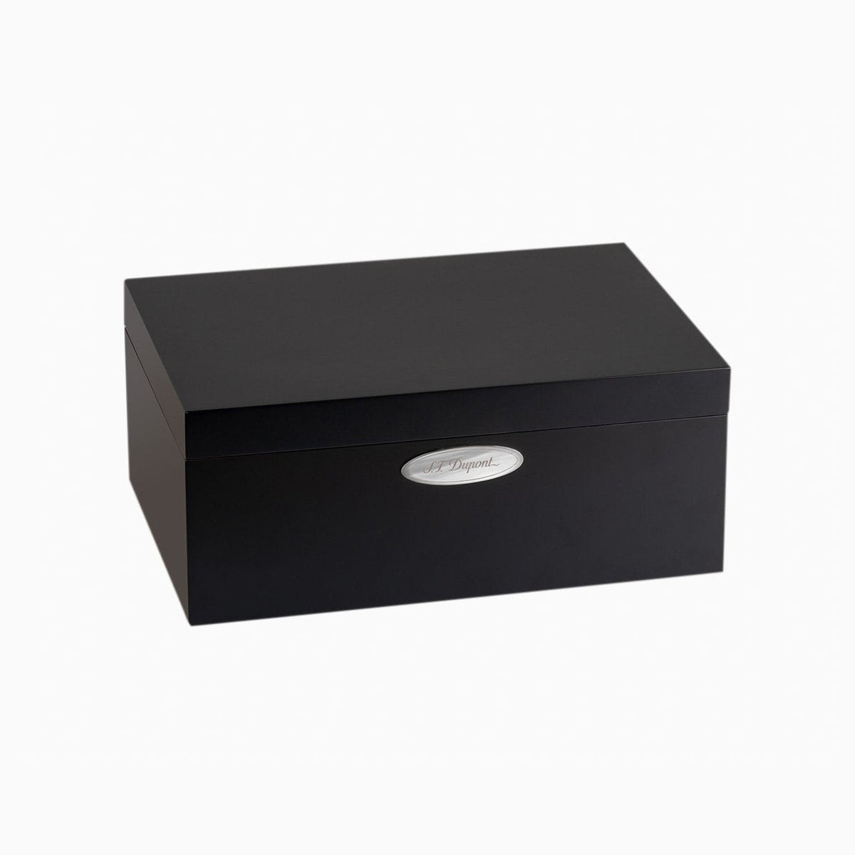 Habanos Specialist Vietnam ACCESSORIES [style_3597390248749] Hộp gỗ đựng Xì Gà bằng gỗ công nghiệp loại 50 điếu - không chứa Xì Gà màu đen hiệu S.T.Dupont (Humidor Style no 001295) Kích thước: 21,8 x 13,2 x 31 cm.