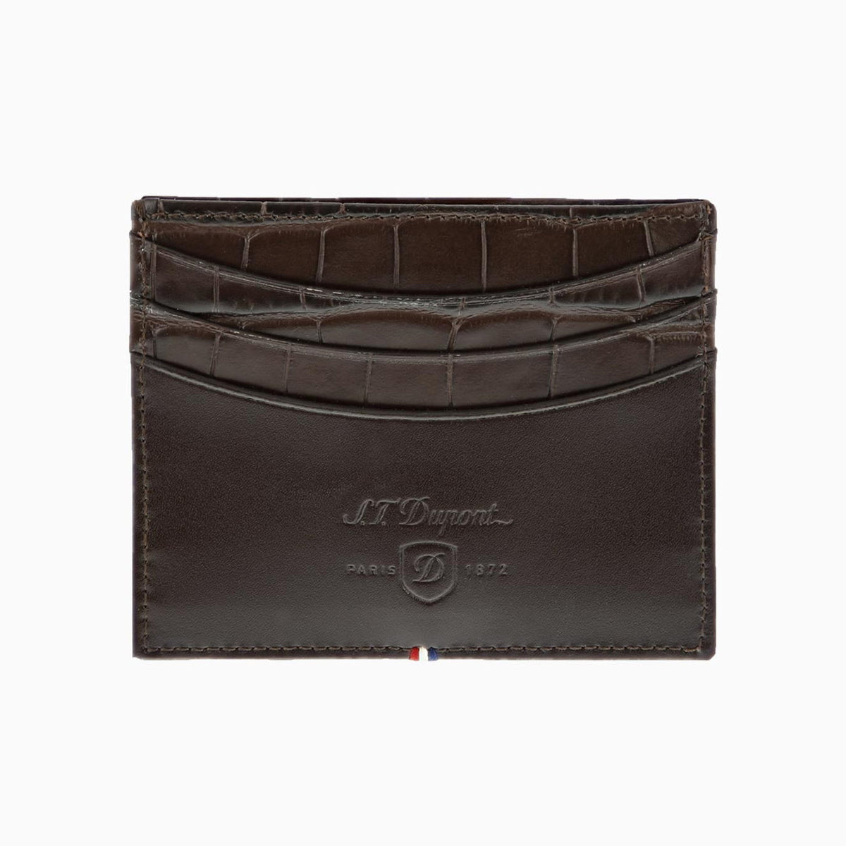 Habanos Specialist Vietnam ACCESSORIES [style_3597390258557] Ví da đựng thẻ vân cá sấu màu nâu đậm hiệu S.T.Dupont (LEATHER CREDIT CARD HOLDER style no 180168).