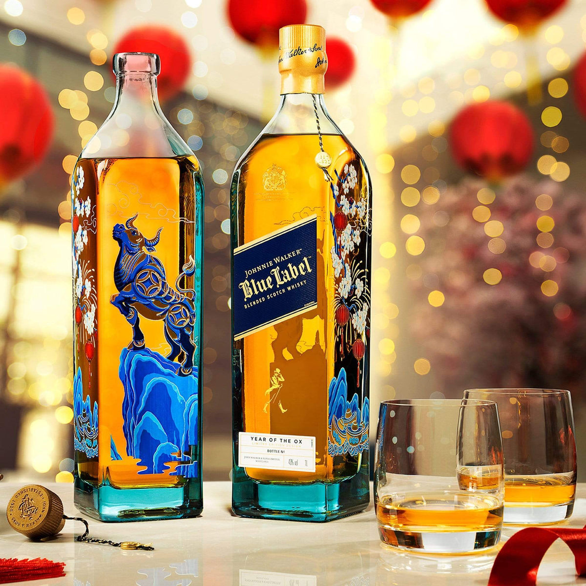 JW Whisky LIQUOR &amp; SPIRITS 75cl JW BLUE LABEL YEAR OF OX