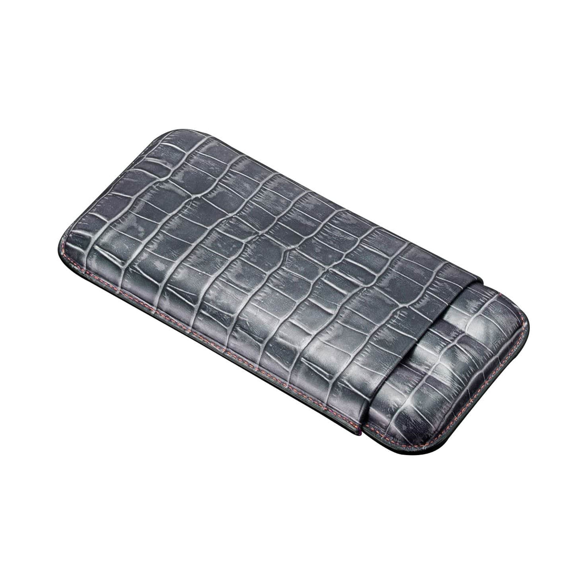 SIGLO ACCESSORIES GREY GREY CROCO 3 CIGAR CASE
