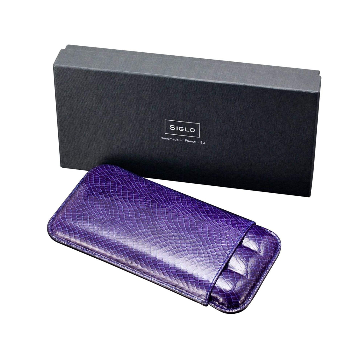 SIGLO ACCESSORIES LIZARD PRINT LEATHER CIGAR CASE