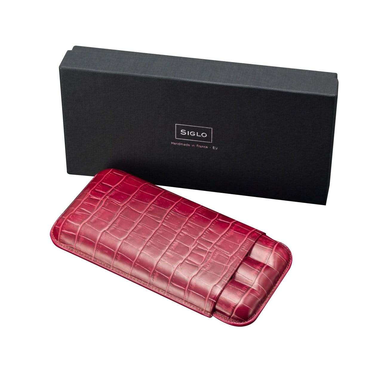 SIGLO ACCESSORIES Red SIGLO CROCODILE CASE FOR 3 STICKS